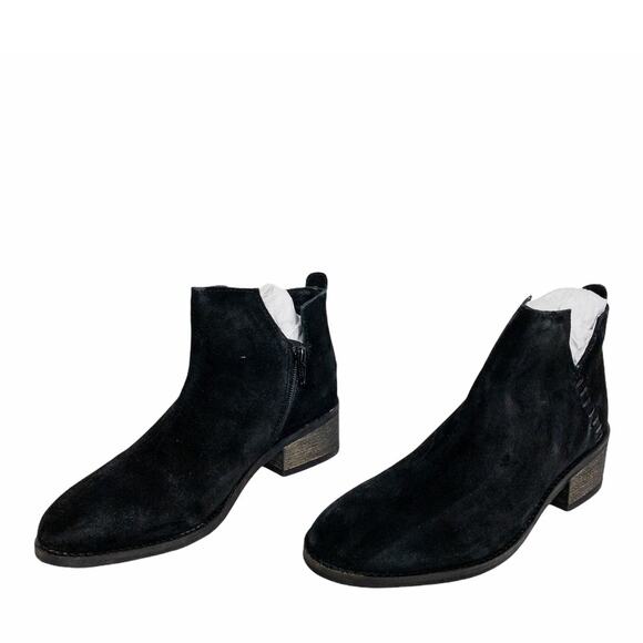 Diba True Silver Studded Black Vio Lyn Suede Block Heel Ankle Boots 8.5 Women's - Picture 5 of 12